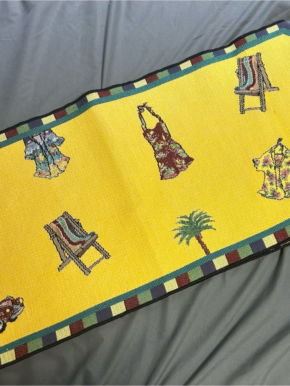 Fun Vibrant Beach Themed Table Runner 72"x13" Yellow  Anne Ormsby